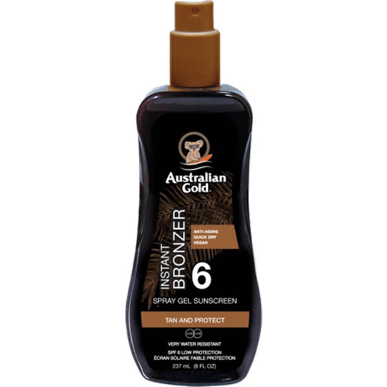 Australian Gold Instant Bronzer Spray Gel Sunscreen SPF6 237ml