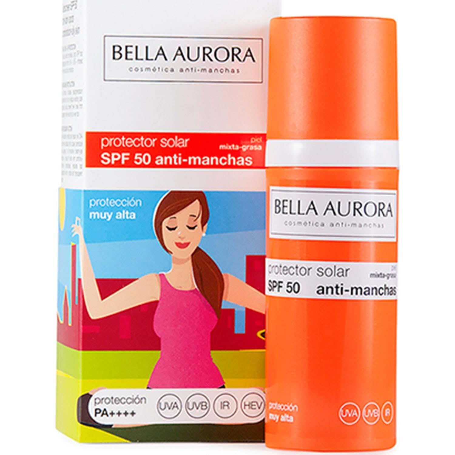 Bella Aurora Protector Solar Facial Anti-Manchas Piel Mixta-Grasa SPF50+ 50ml