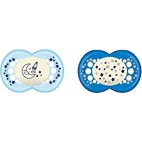 Chupete Silicona Mam Original Night + 16 M Pack Doble Azul