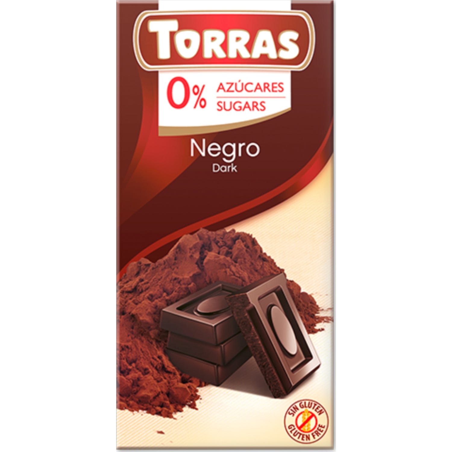 Torras Chocolate Negro sin Gluten sin Azúcar 51% Cacao 75g