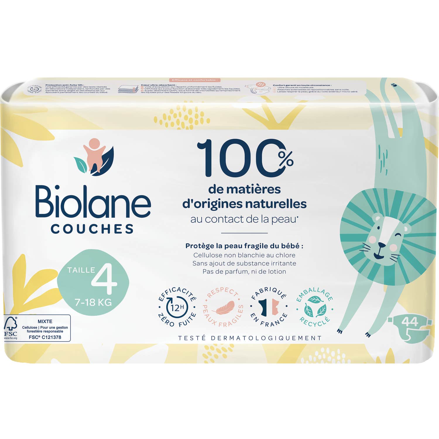 Biolane Pañal Natural Bebé Talla 4 44uds
