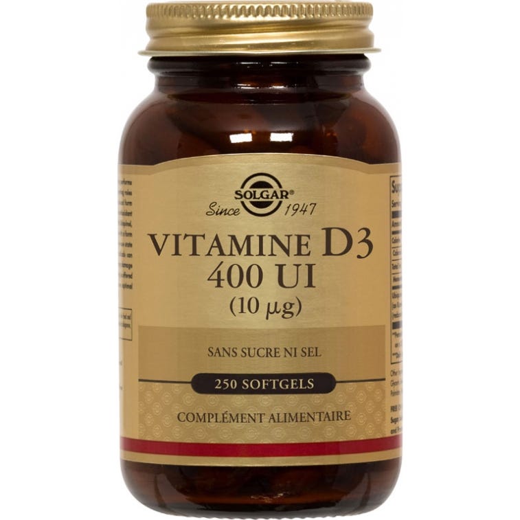 Solgar Vitamina D3 400UI 10mcg 250 Perlas