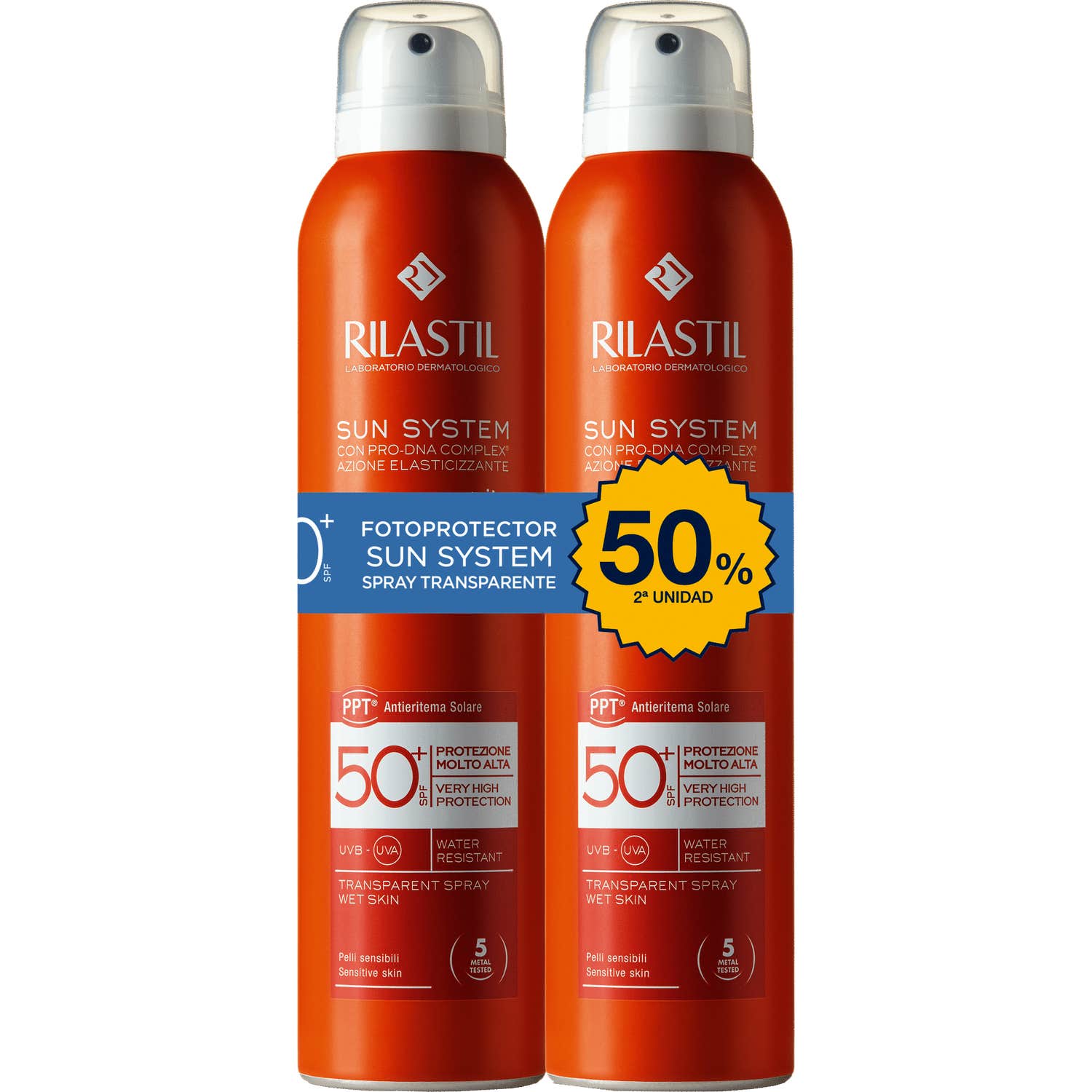 Rilastil Sun System Spray Solar Corporal Transparente SPF50+ 2x200ml