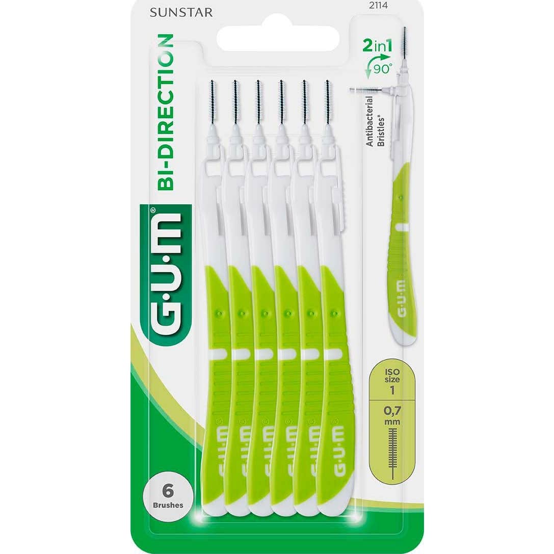 GUM Cepillo interdental Bi-Direction pequeño 0.7mm 6uds