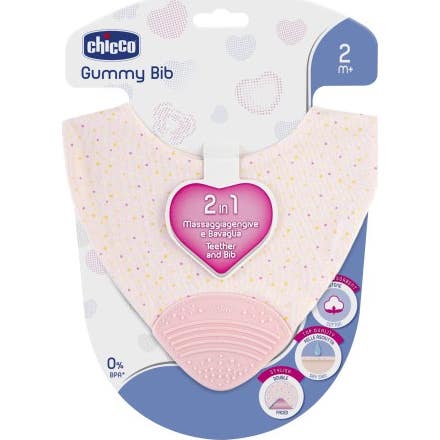 Chicco Mordedor 2 En1 gummy Bib Rosa 2 M+