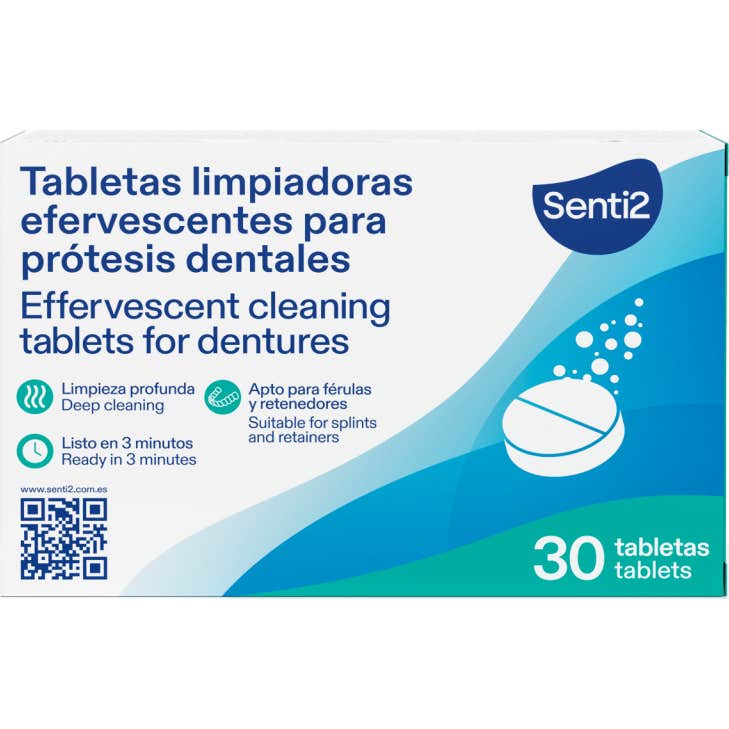 Senti2 Tabletas Limpiadoras prótesis Dental 30 uds