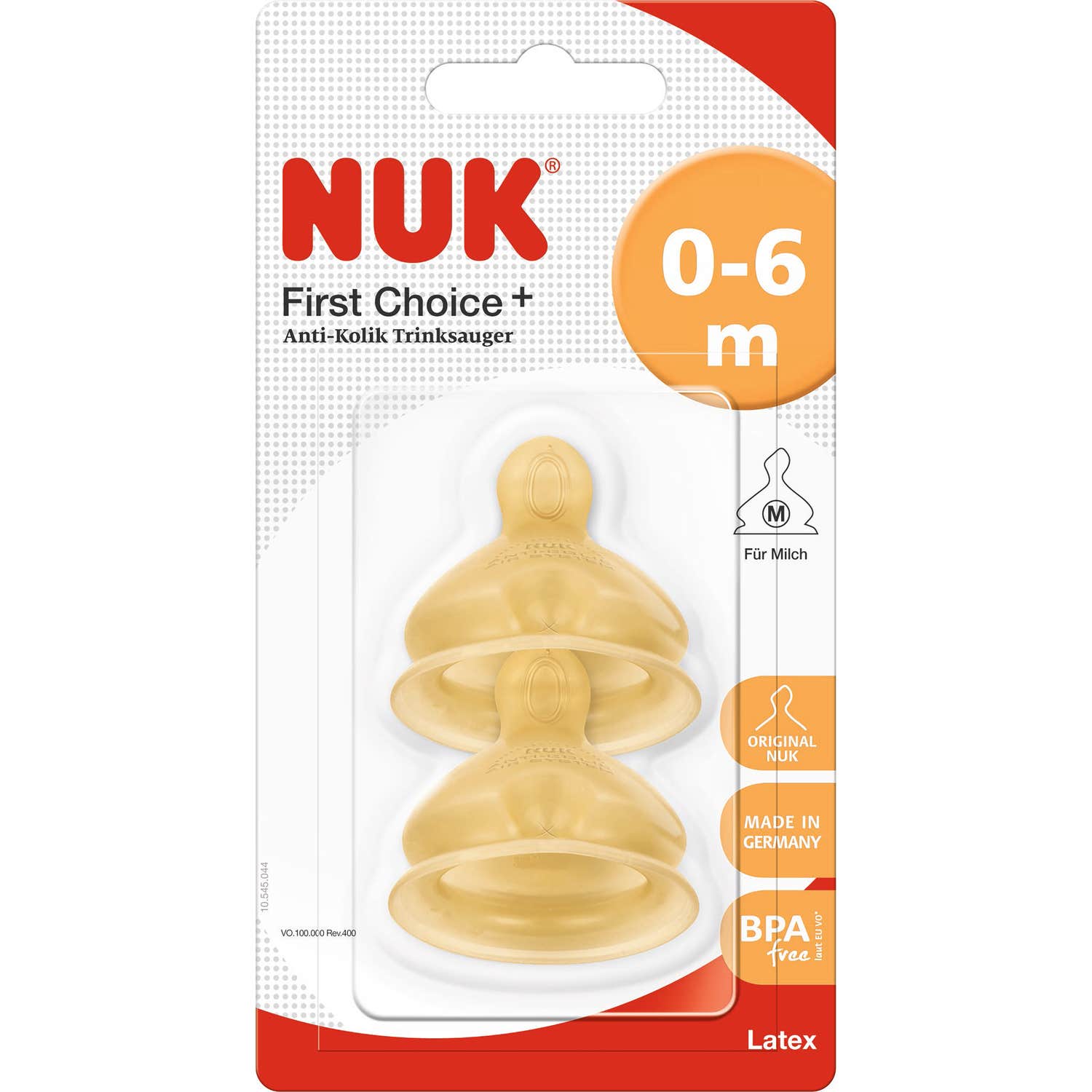 Nuk tetina látex boca ancha T1 orificio M 2uds