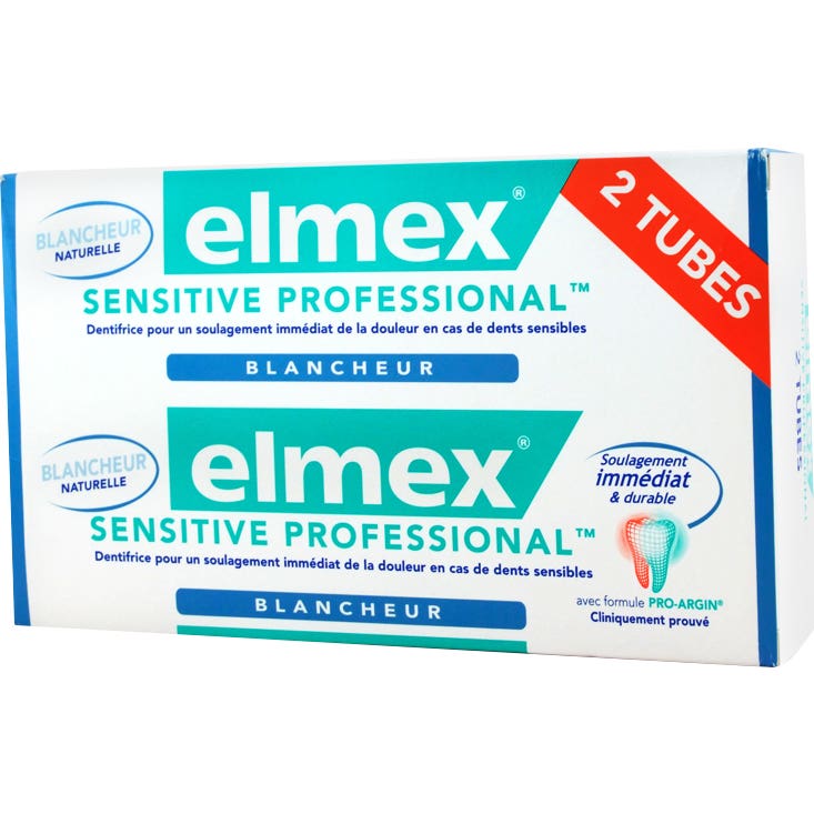 Elmex Sensitive pasta de dientes profesional blanqueador de 75ml lote de 2