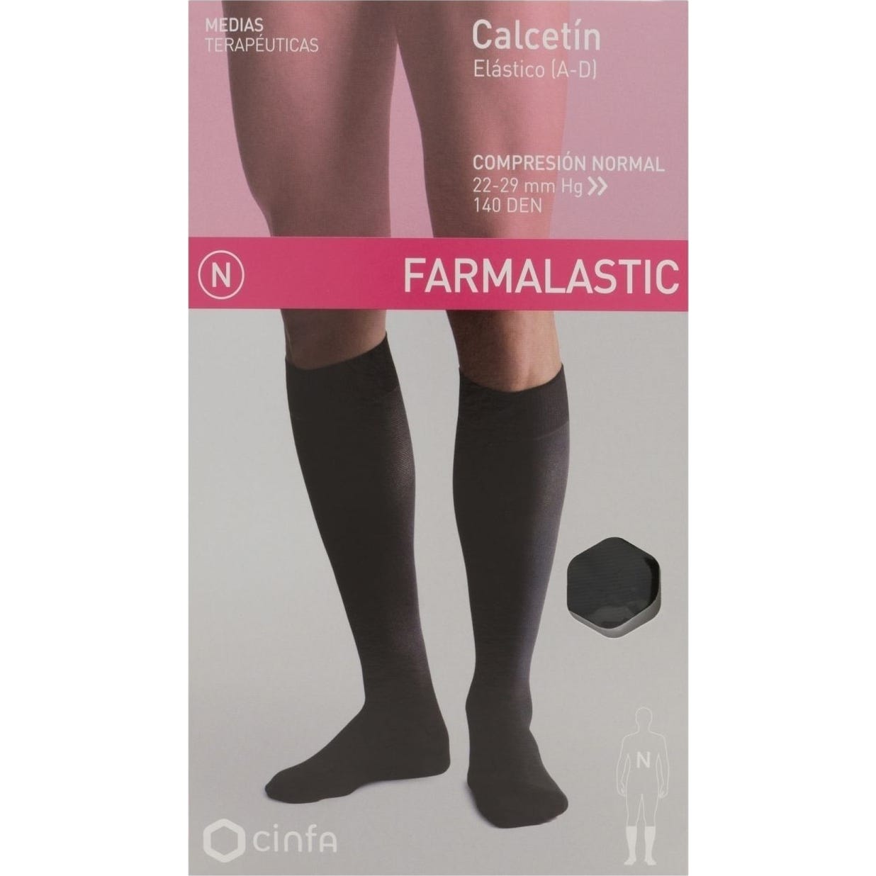 Farmalastic calcetín antibacteriano comp. normal T-pequeña negro