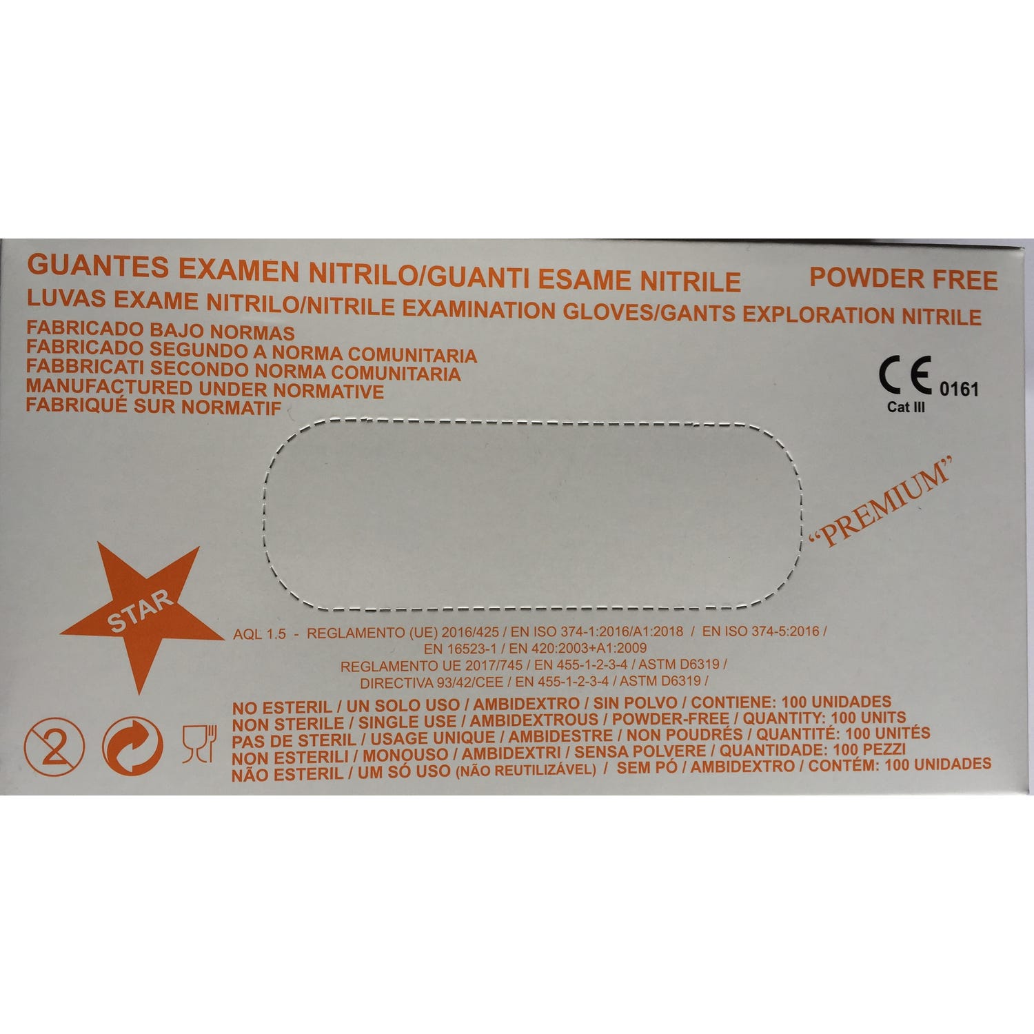 Krape Guantes Examen Nitrilo Azul Talla S 100uds