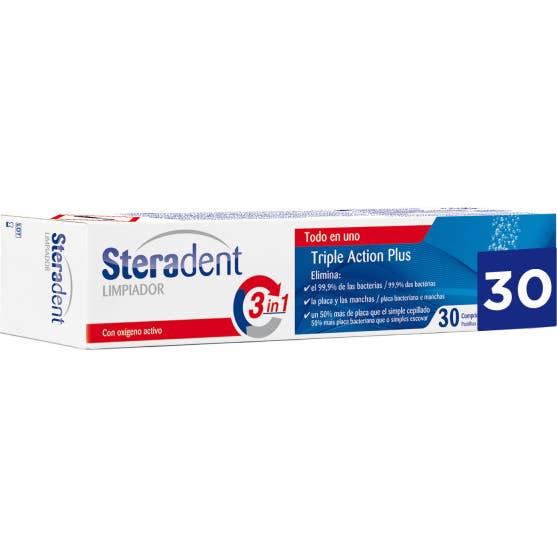 Steradent Limpiador Triple Acción Plus 30comp