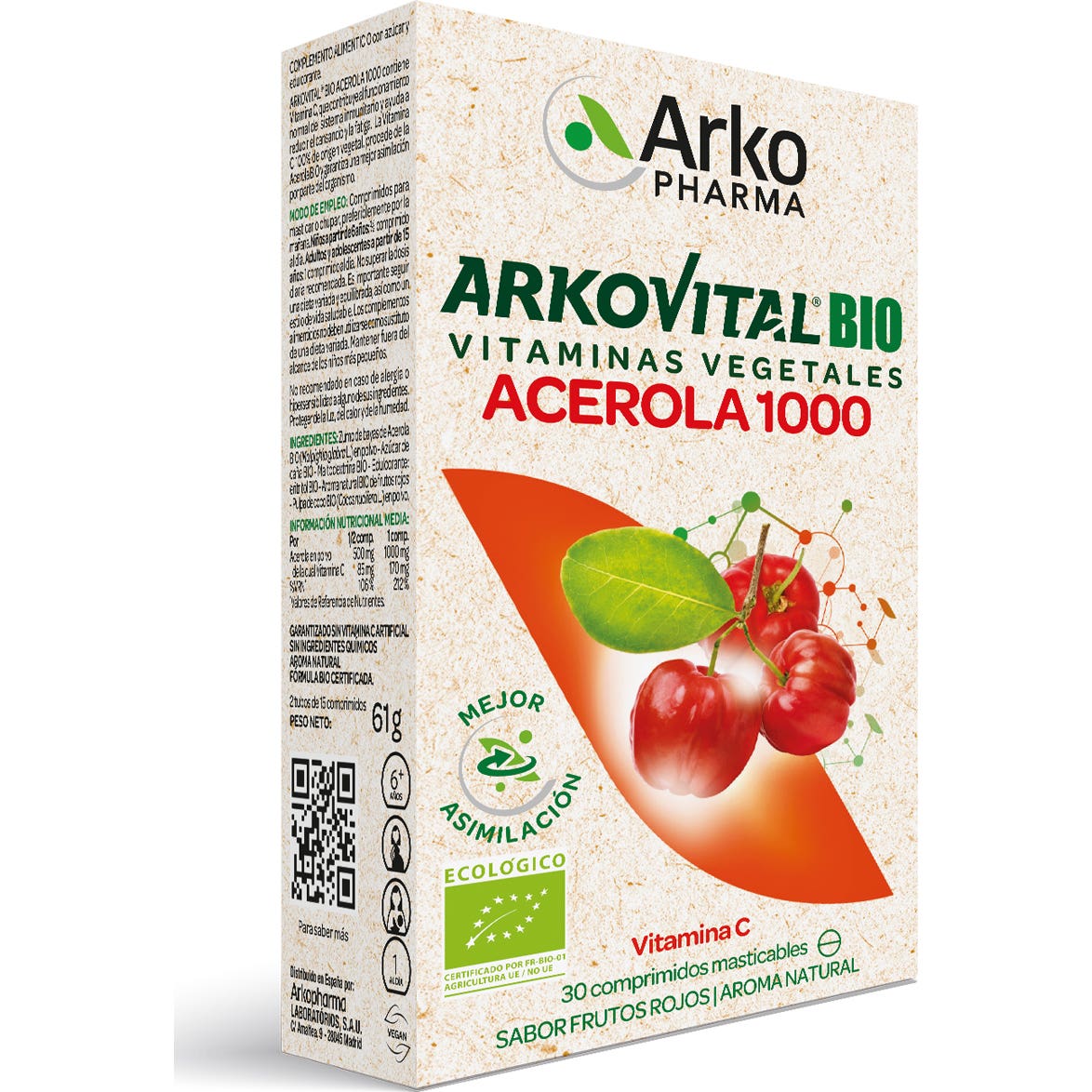 Arkopharma Arkovital BIO Acerola 1000 Vitamina C 30comp
