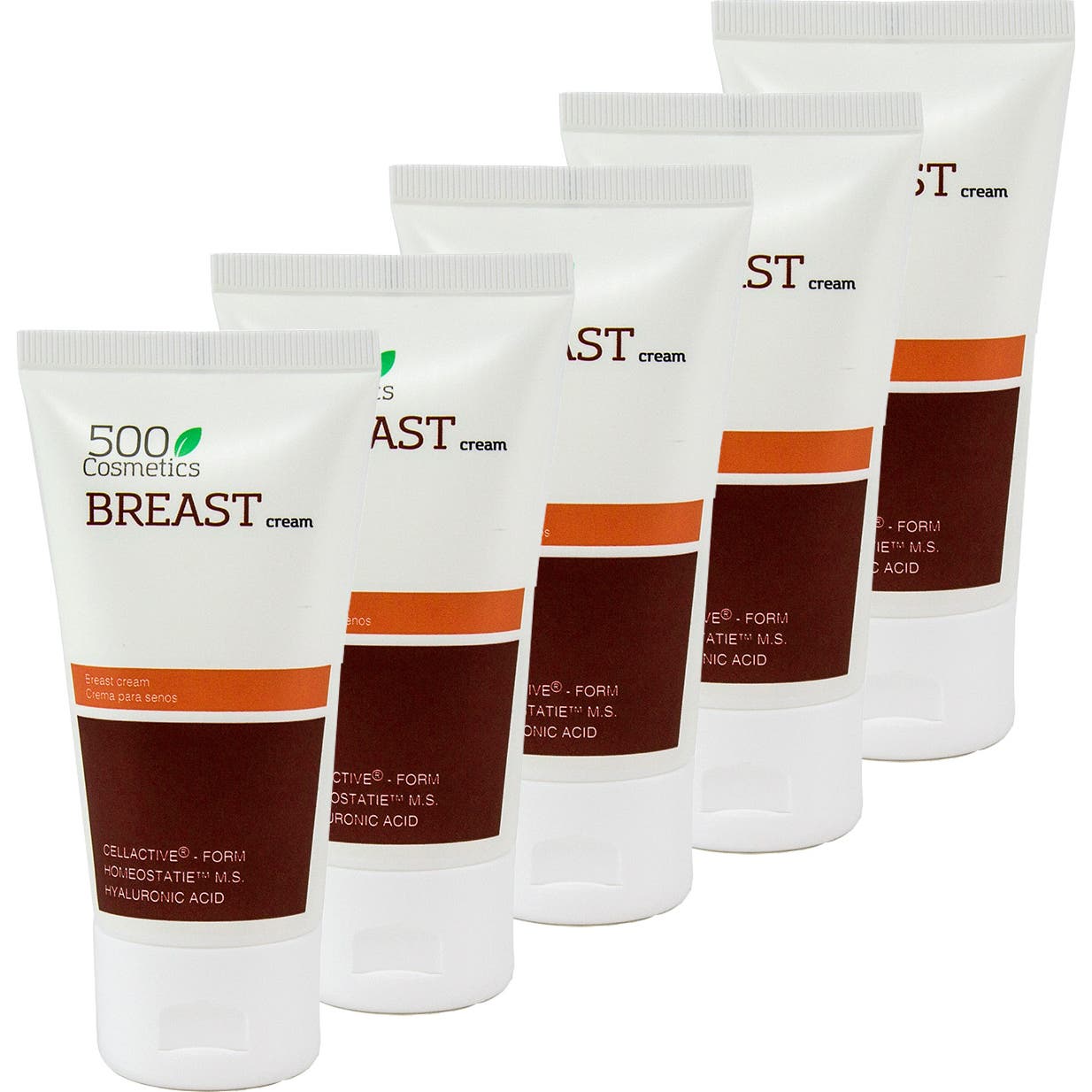 500Cosmetics Breast Cream Crema Para Aumento Senos 5x100ml
