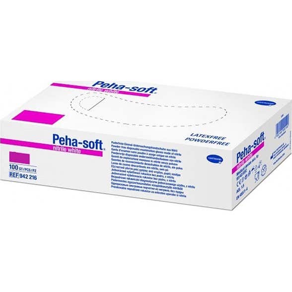 Peha-Soft Guantes desechables de Nitrilo Blanco Talla S 100 uds
