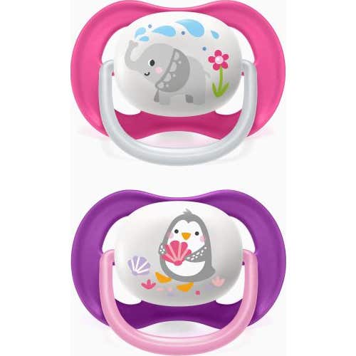 Avent Pack Chupetes Ultra Air Collection Pingüino y Elefante 6-18 M 2 uds
