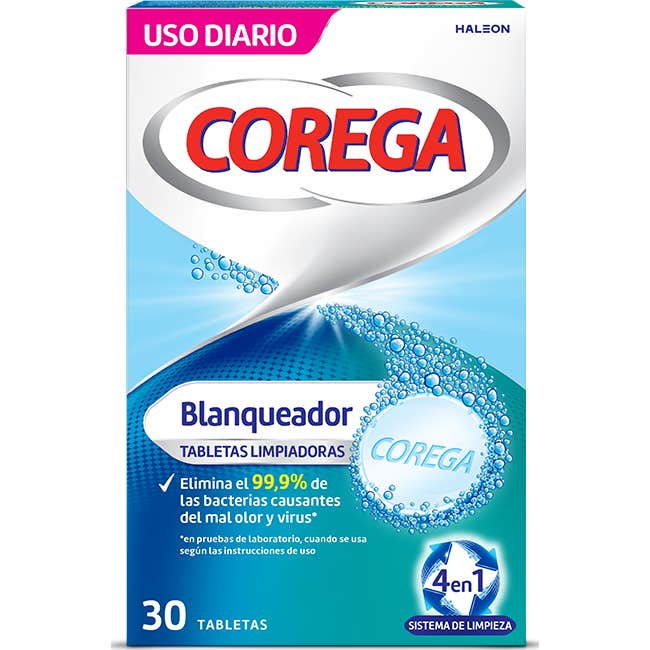 Corega Blanqueador 30 Tabletas Limpiadoras