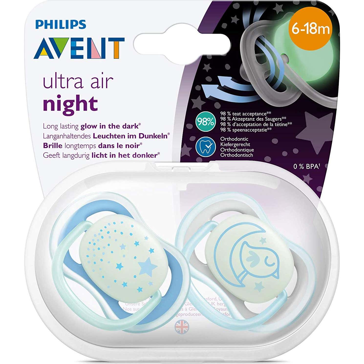 Avent Ultra Air Night Chupete Nocturno 6-18m 2uds