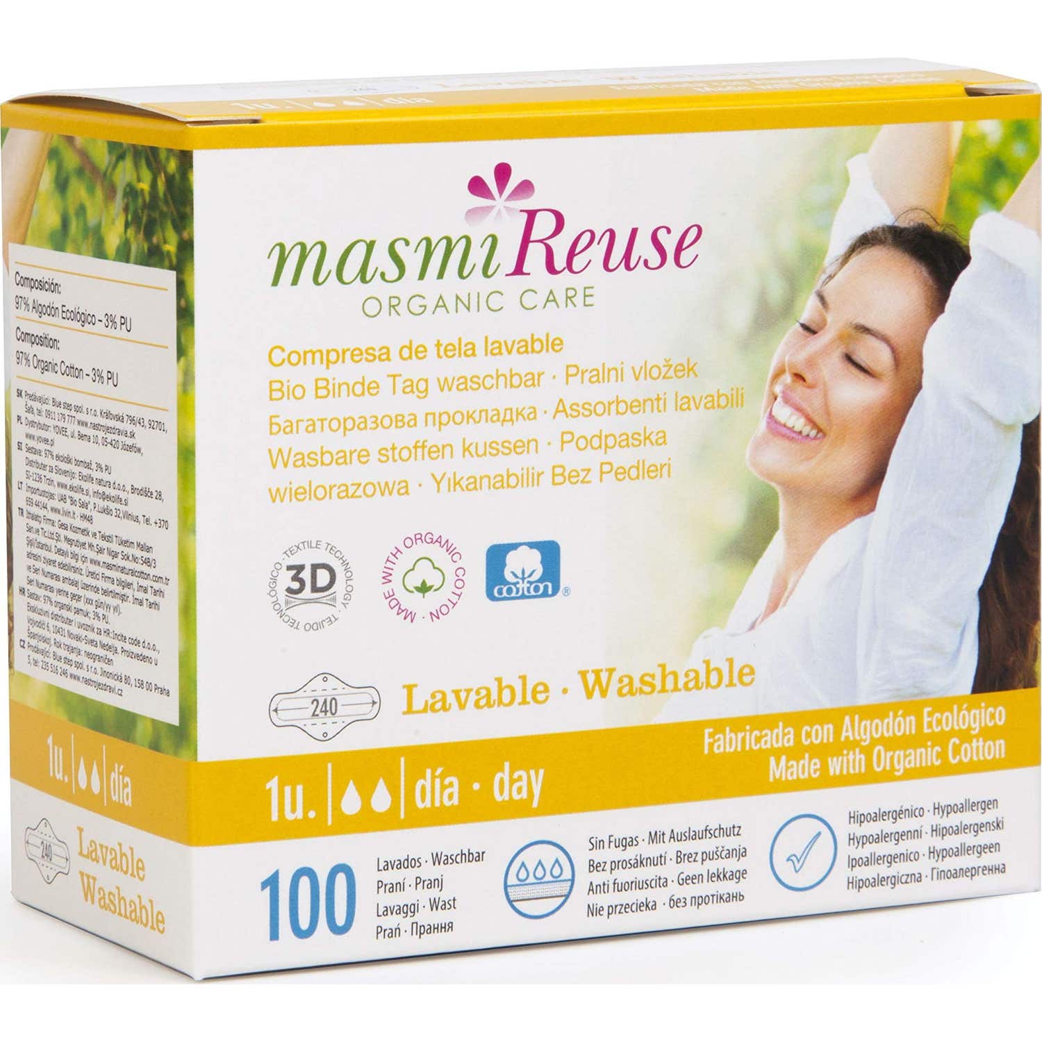 Masmi Compresa de Tela Lavable Día con Alasud