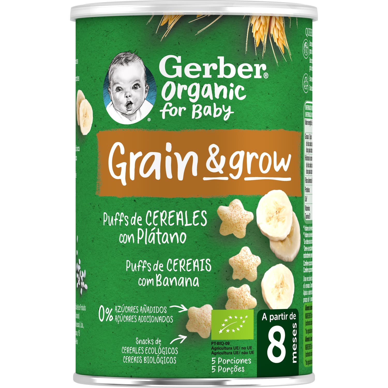 Gerber Organic Puffs Snacks de Cereales con Plátano 35g
