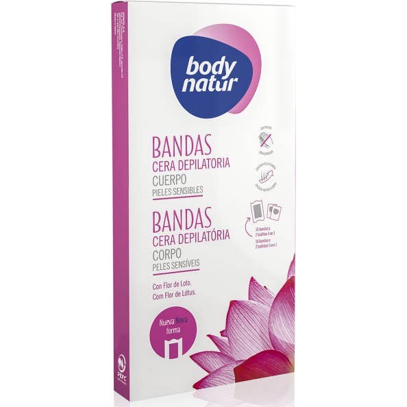 Body Natur Bandas de Cera Piel Sensible Rosa Mosqueta Bio 16 uds