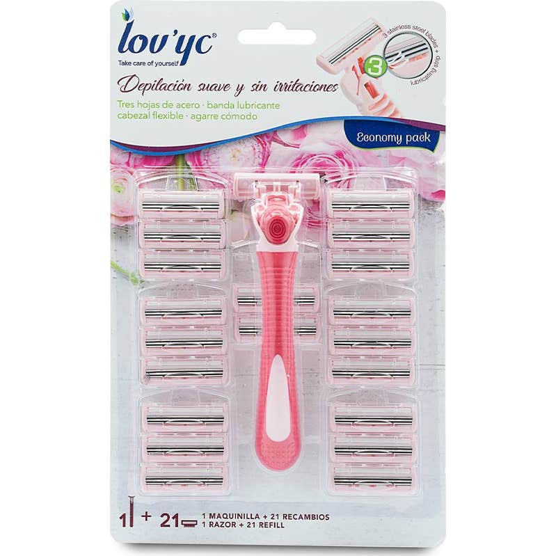 Lovyc Maquinilla + Recambio Hojas Acero Mujer 21uds