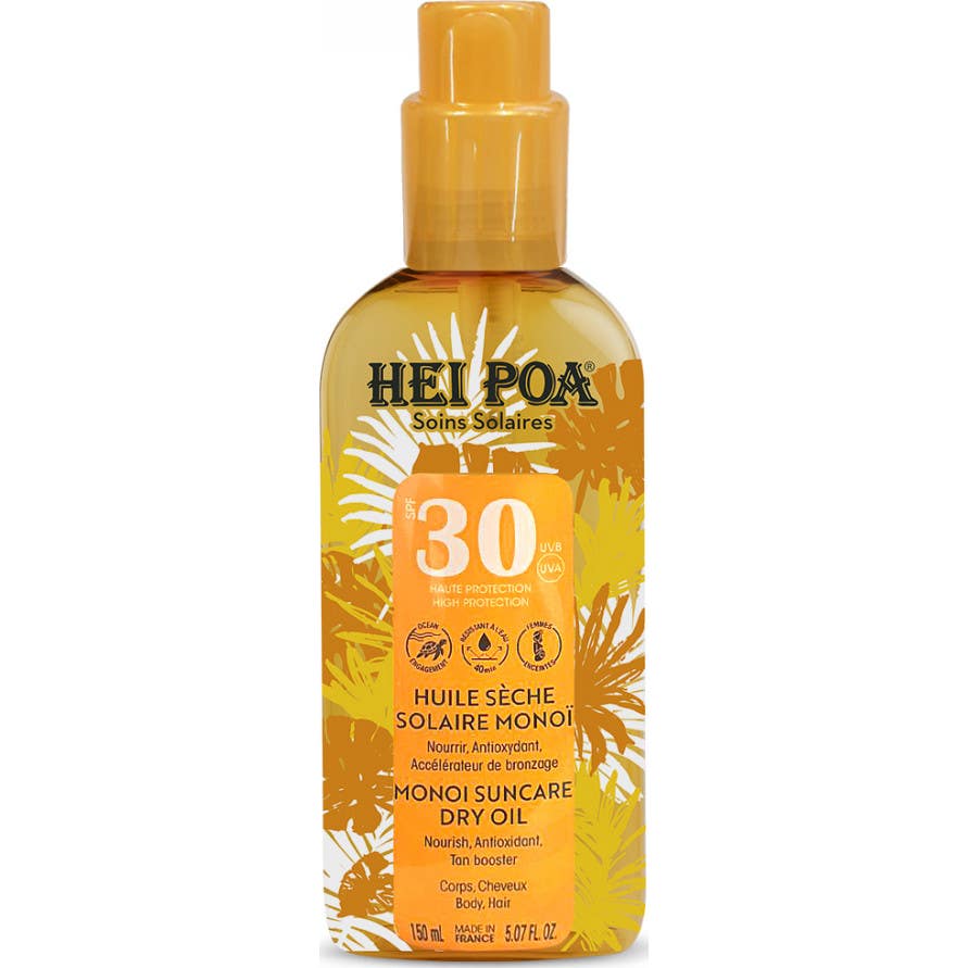 Hei Poa Aceite Seco Solar Monoï Alta Protección SPF 30 150 ml