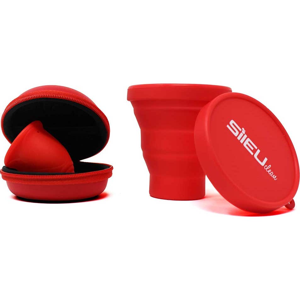 Sileu Kit Go Copa Menstrual + Estuche + Esterilizador Rojo L