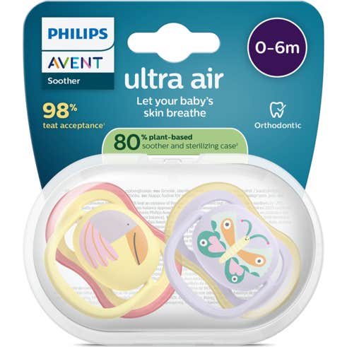 Philips Avent Ultra Air Chupete Tucán Mariposa 0-6M 2uds