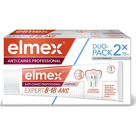 Elmex Pack Anti-Caries Professional +Ortho Expert 8-18 años 2x75ml