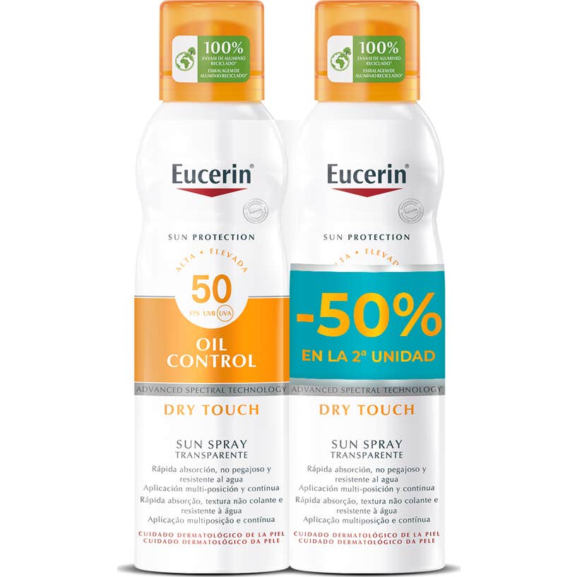Eucerin Pack Oil Control Dry Touch Spray Transparente 2 X200 ml