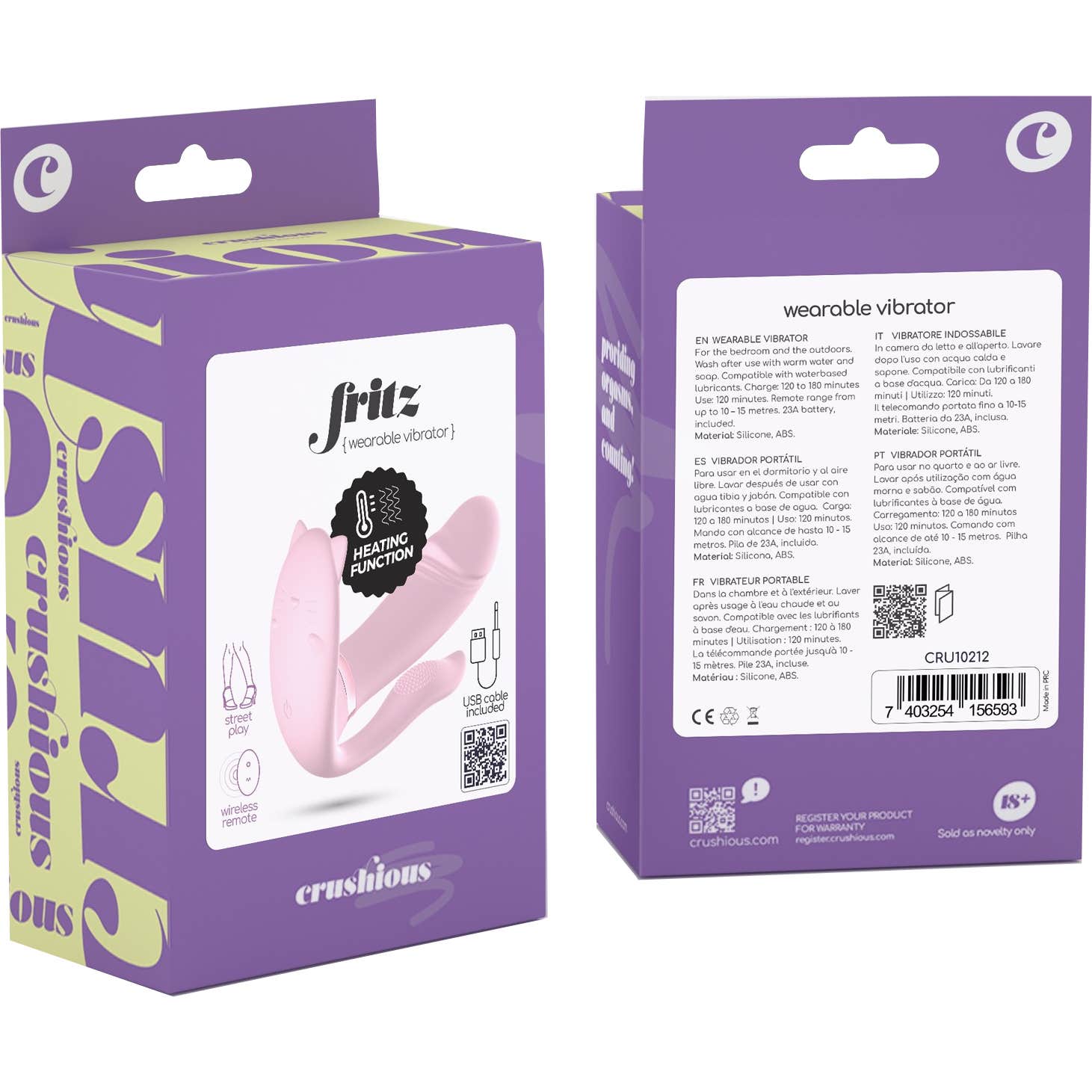 Crushious Fritz Estimulador Mando Inalámbrico Rosa Pastel 1ud