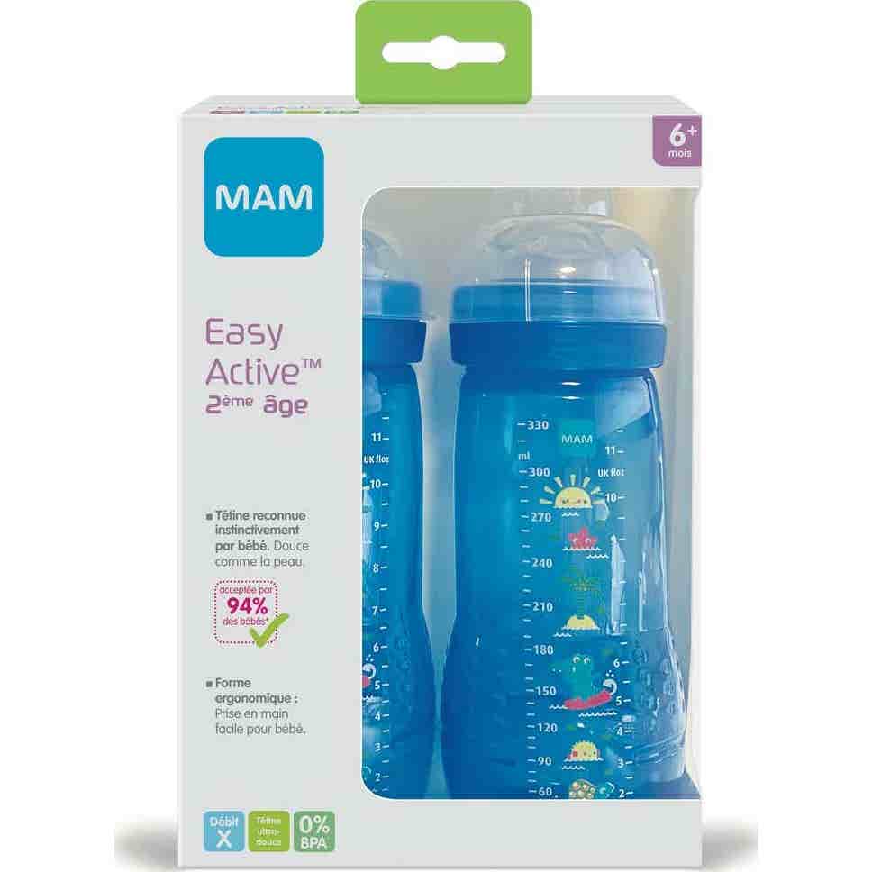 Mam Biberón Easy Active Infantil Flujo 2x330ml