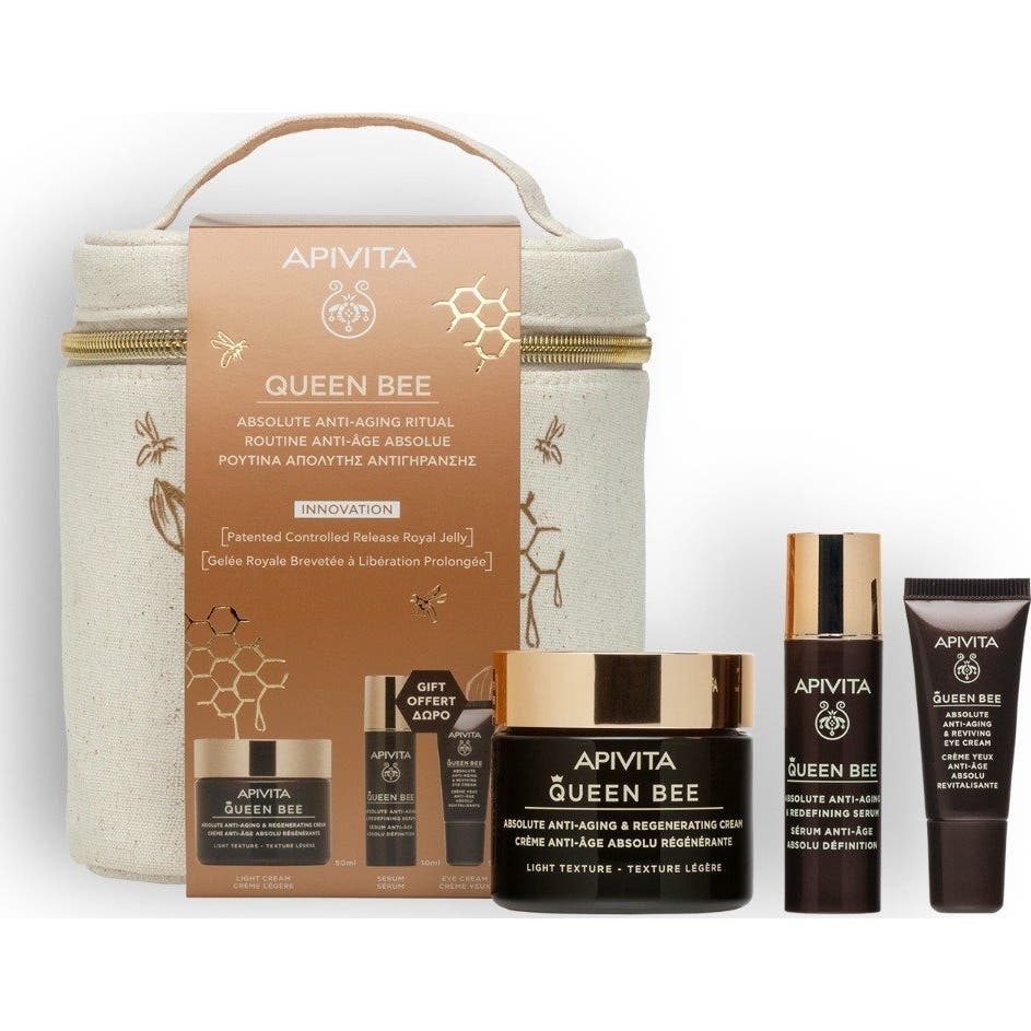 Apivita Ritual Antiedad Queen Bee Textura Ligera 50ml + Sérum 10ml + Contorno Ojos 5ml