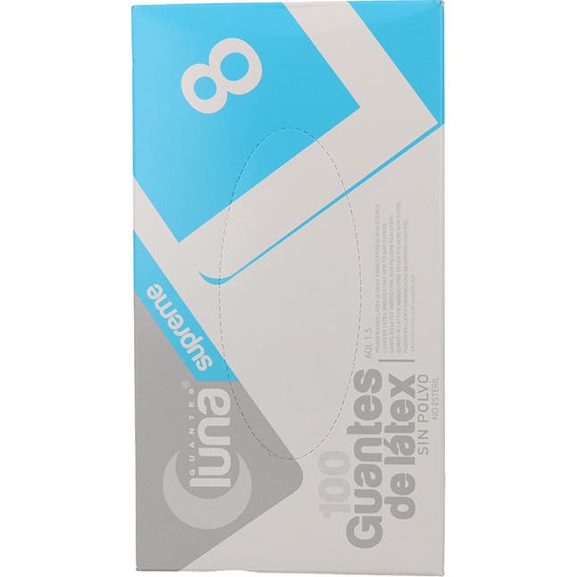 Omare Luna Guantes Látex Blanco sin Polvo Talla L 100 uds