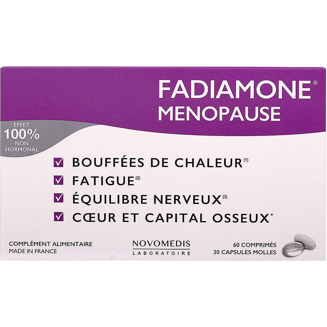 FADIAMONE Menopausia Suplemento alimenticio Caja de 60 comprimidos + 30 cápsulas blandas