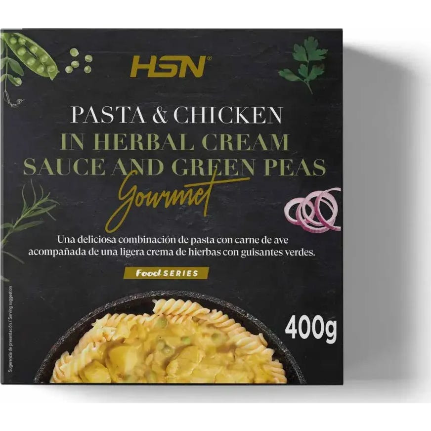 HSN Plato Preparado Estilo Gourmet Pasta con Pollo en Salsa de Crema de Hierbas y Guisantes Verdes 400 g | Natural Doctor