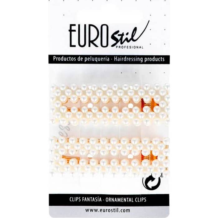 Eurostil Clips Dorados Dobles Perlas 2 uds