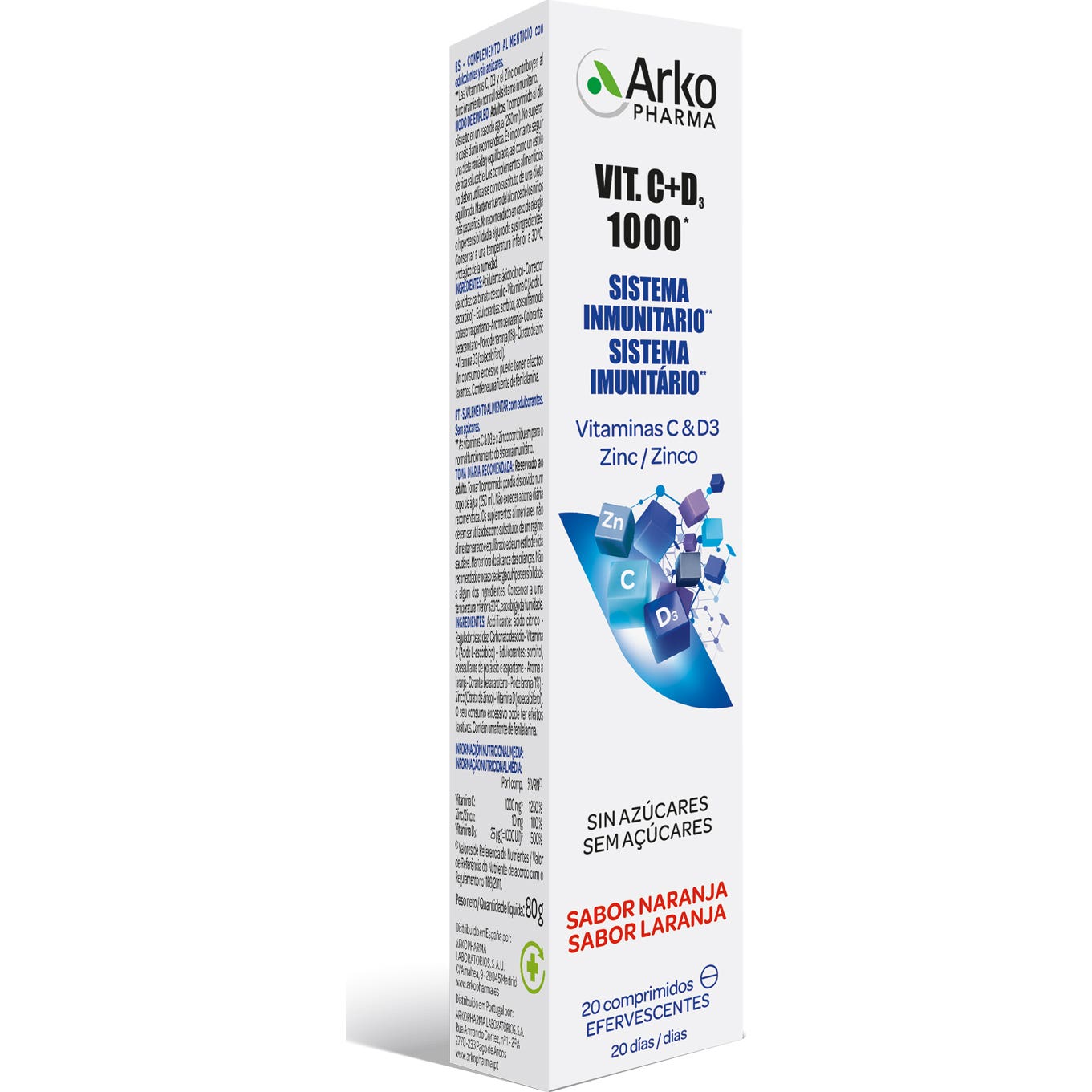 Arkopharma Vitamina C + D3 1000mg + Zinc Efervescente 20comp