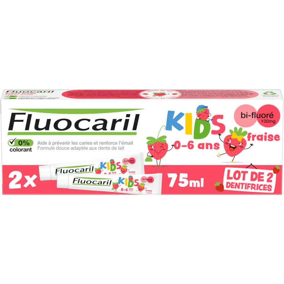 Fluocaril Kids Gel Dentífrico Sabor Fresa 2x75ml