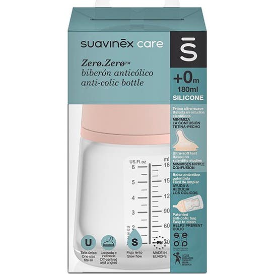 Suavinex Biberón Zero Zero Anticólico Flujo Lento 180 ml 1 ud