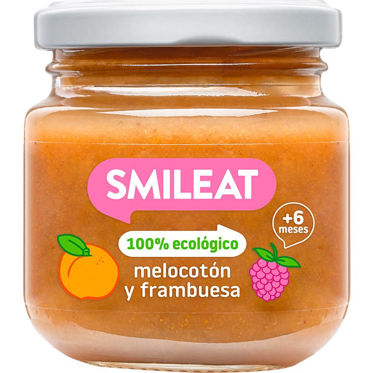 Smileat Tarrito Ecológico de Melocotón y Frambuesa 130g