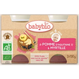 Babybio Organic Blueberry Apple Jars en 4 Meses 2 X130 g