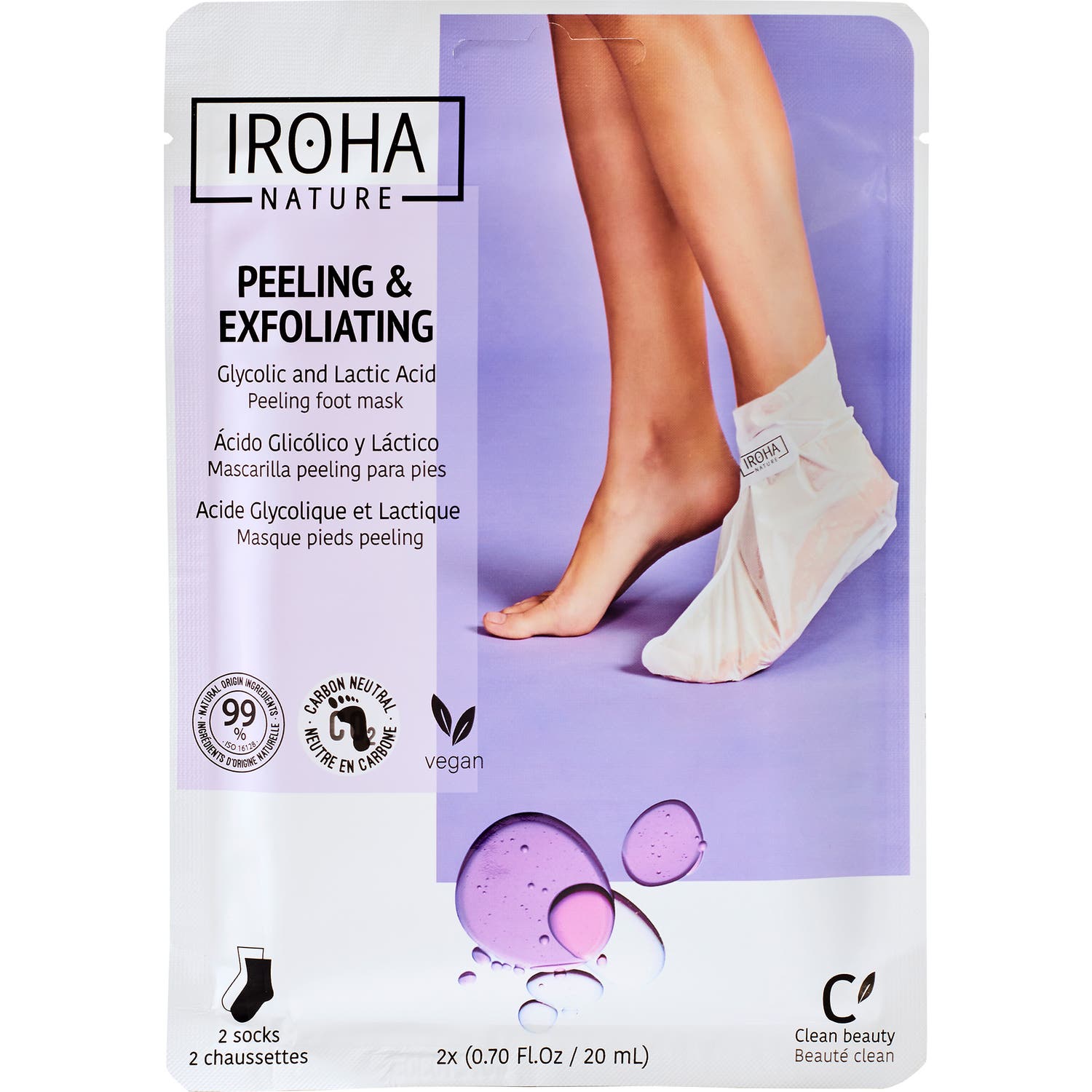 Iroha Nature Mascarilla Pies y Uñas Exfoliante Lavanda 2uds