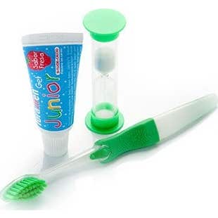 Foradent Kit dental infantil cepillo + gel flúor + reloj