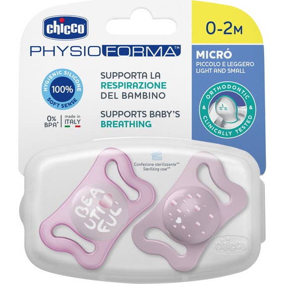 Chicco Chupete Silicona Physio Micro 0-2 M Rosa 2 uds