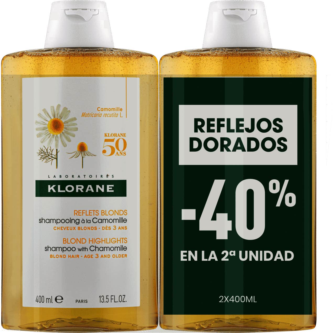 Klorane Champú a la Camomilla 2x400ml