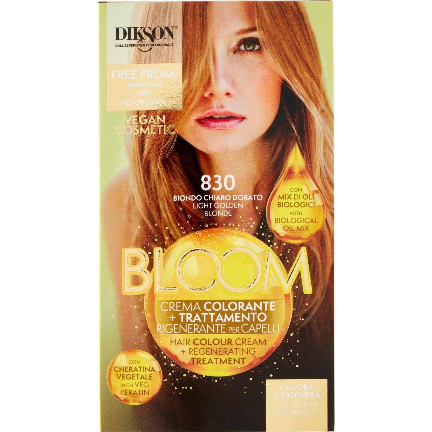 Dikson Bloom Crema Color 830 Rubio Claro Dorado 60ml