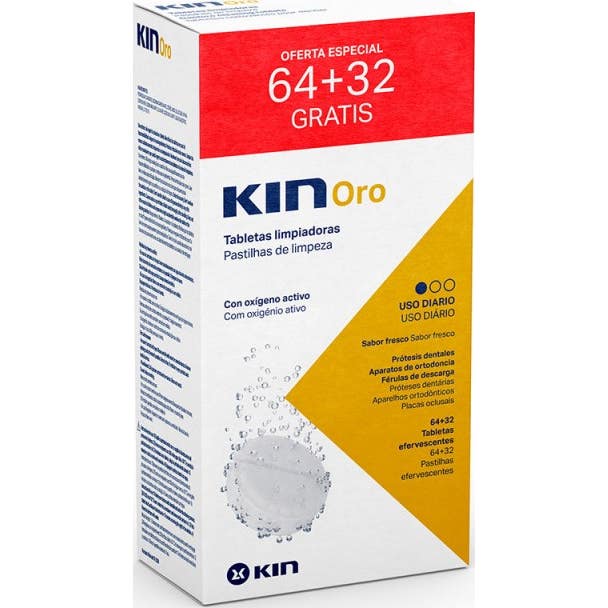 Kin Oro Tabletas Efervescentes Prótesis Dentales 64+32uds