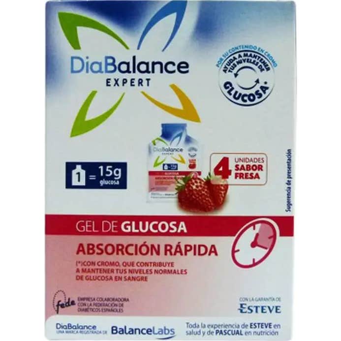 Diabalance Expert gel glucosa Absorción Rápida Fresa 4 sobres