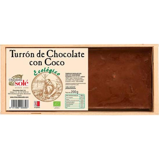 Chocolates Solé Turrón de Chocolate con Coco Bio 200 g